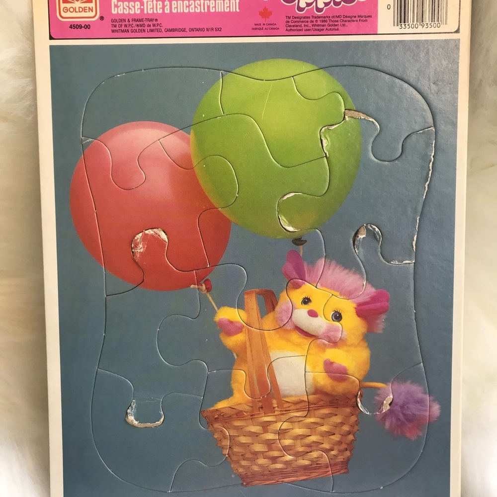 1980's Vintage Popples Frame Tray Cardboard Puzzle 12 Pieces Made in Canada